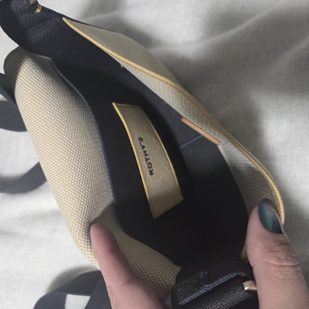 Rothy's Beige and Navy Crossbody Saddle Bag - Picture 4 of 4